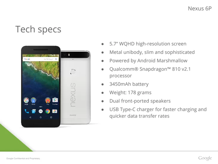 Nexus 6P ecco le caratteristiche tecniche, batteria extralarge