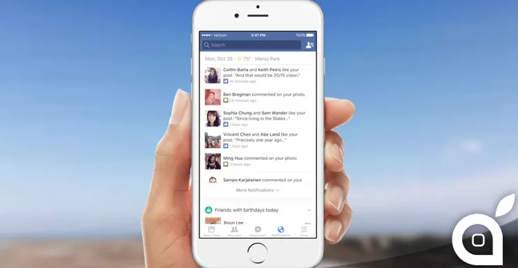 Facebook e le notifiche estese: sembra Google Now