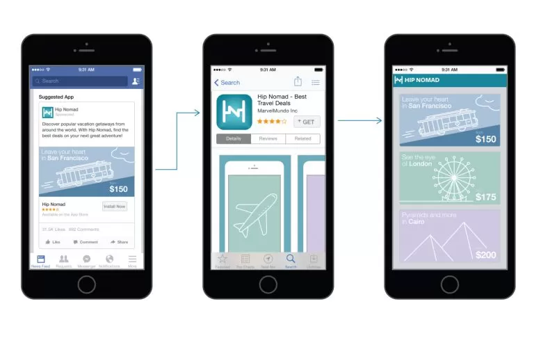 Facebook: landing page dopo avere installato un’App